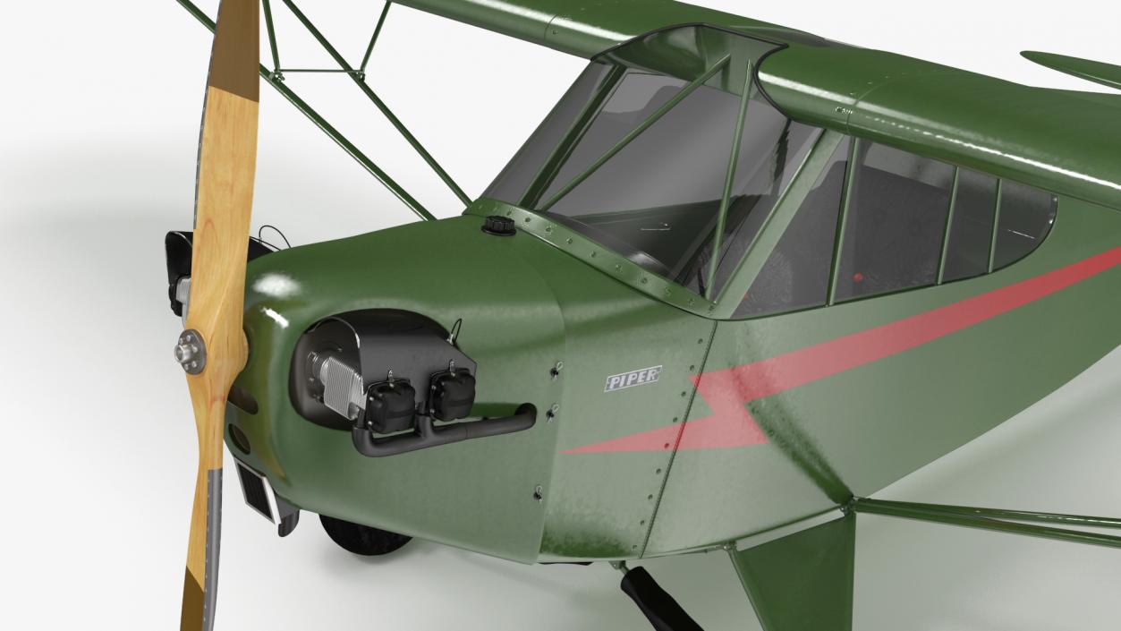 3D Private Aircraft Piper J-3 Rigged model