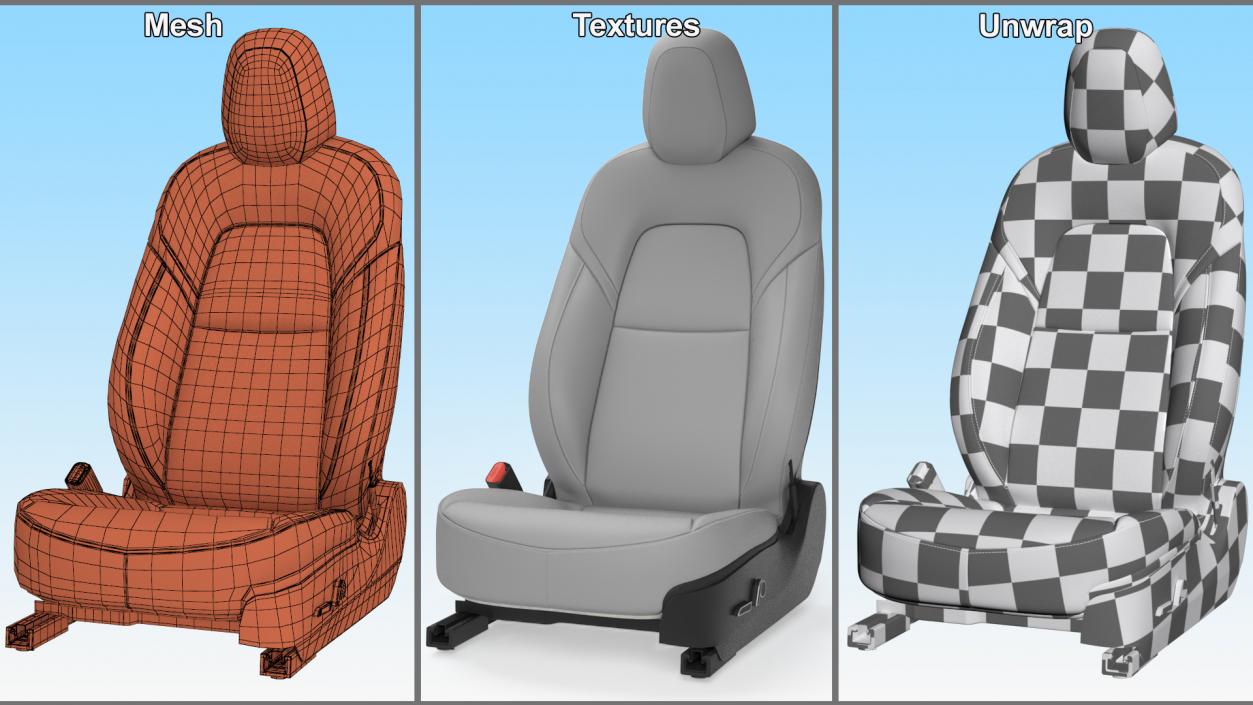 Car Front Left Seat Gray Leather 3D