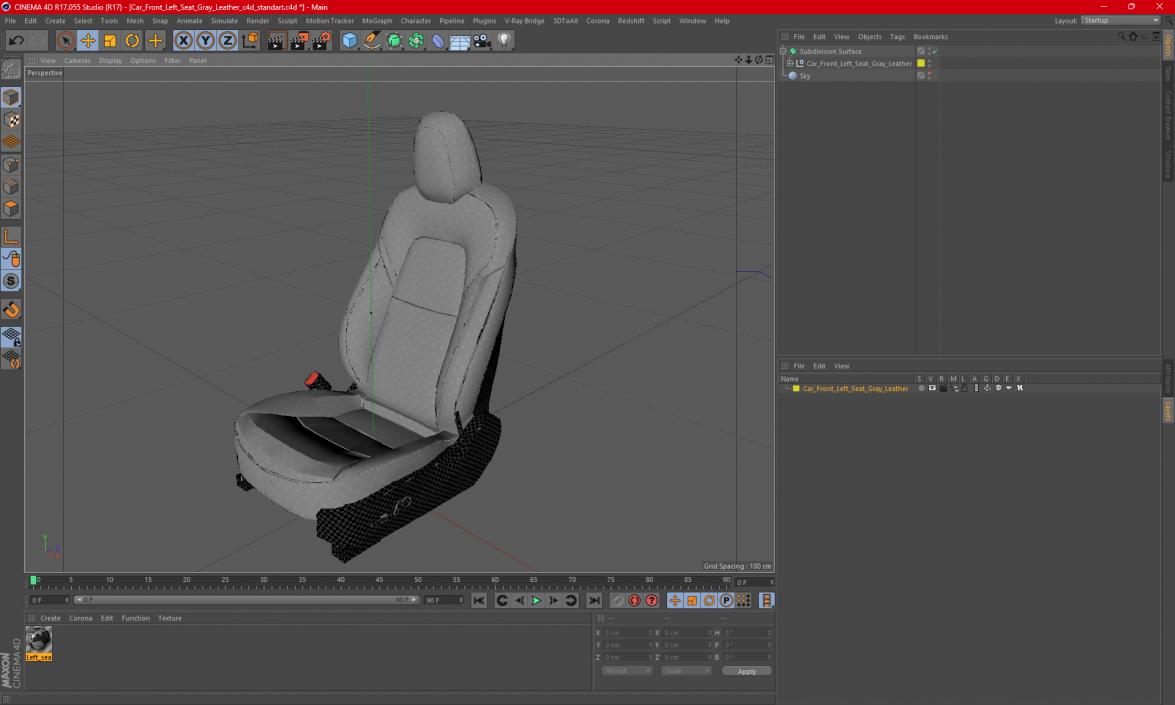 Car Front Left Seat Gray Leather 3D