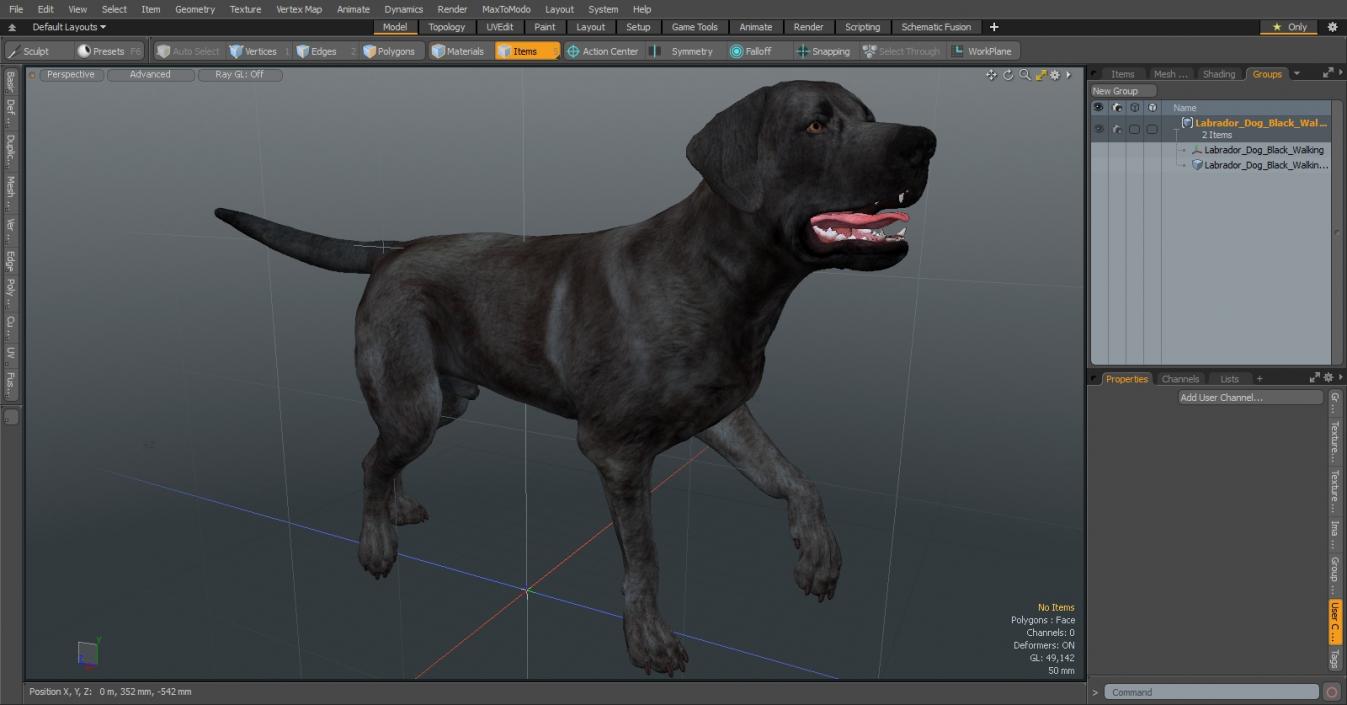 3D Labrador Dog Black Walking