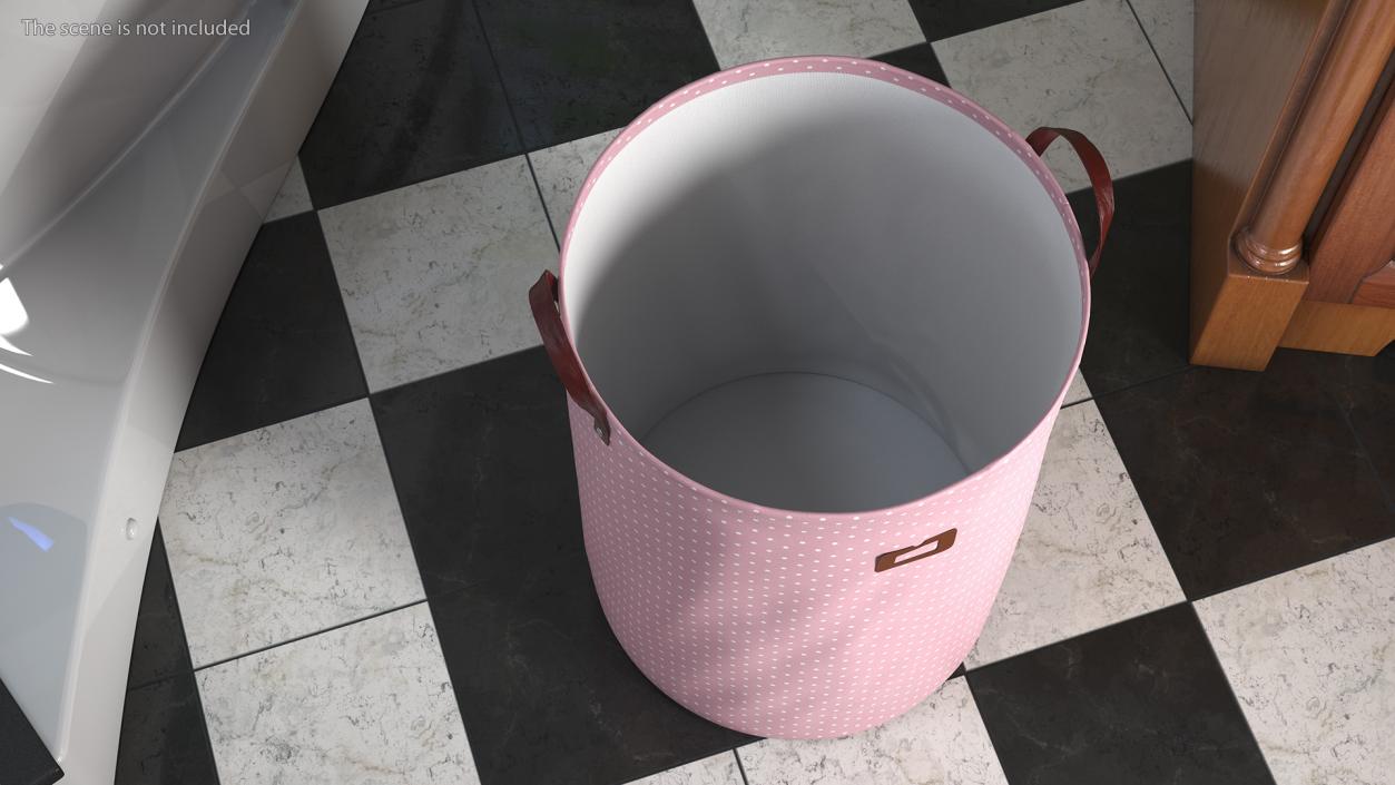 3D Freestanding Laundry Basket Pink Empty model