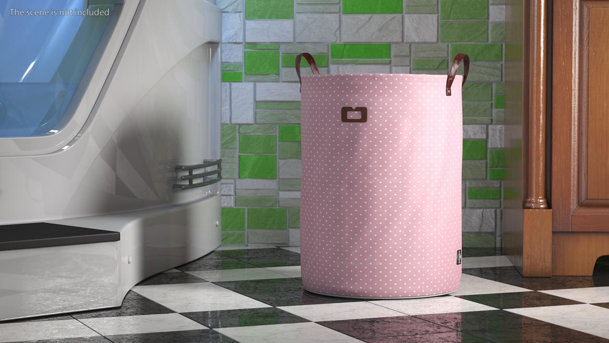 3D Freestanding Laundry Basket Pink Empty model