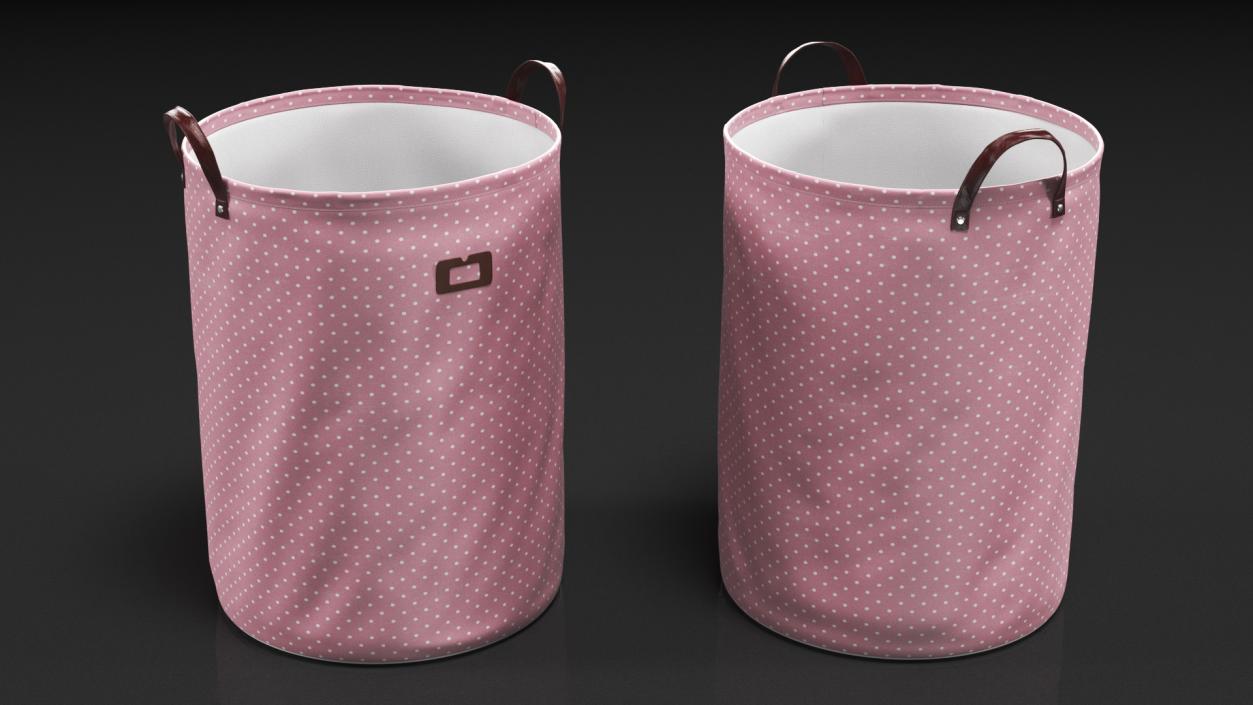 3D Freestanding Laundry Basket Pink Empty model