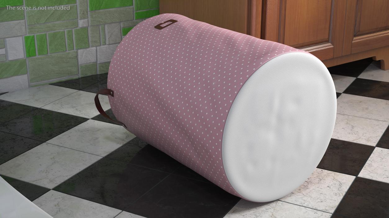 3D Freestanding Laundry Basket Pink Empty model