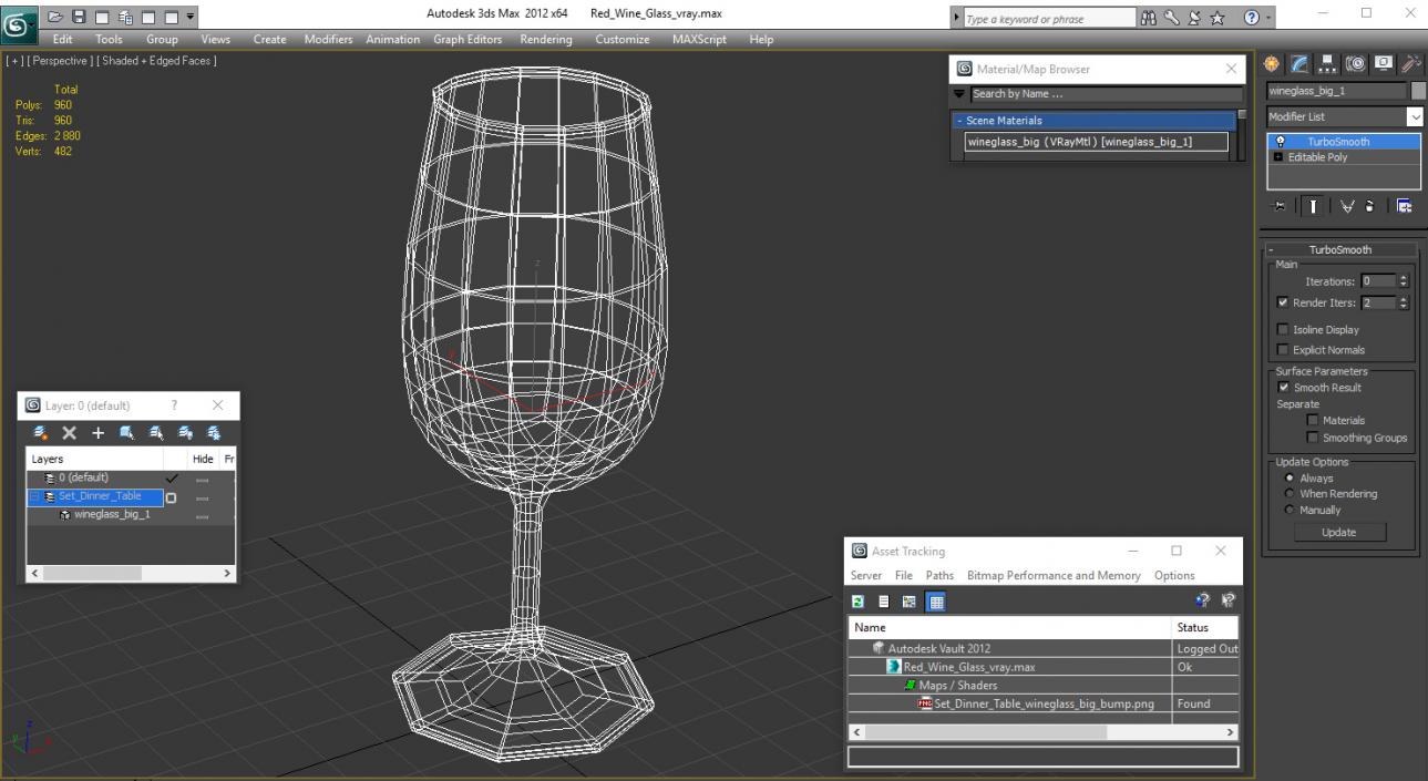 Red Wine Glass 3D model