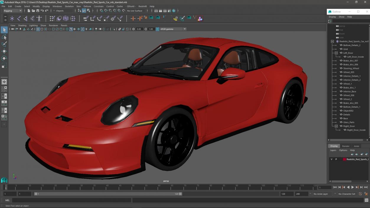 3D Realistic Red Sports Car 2