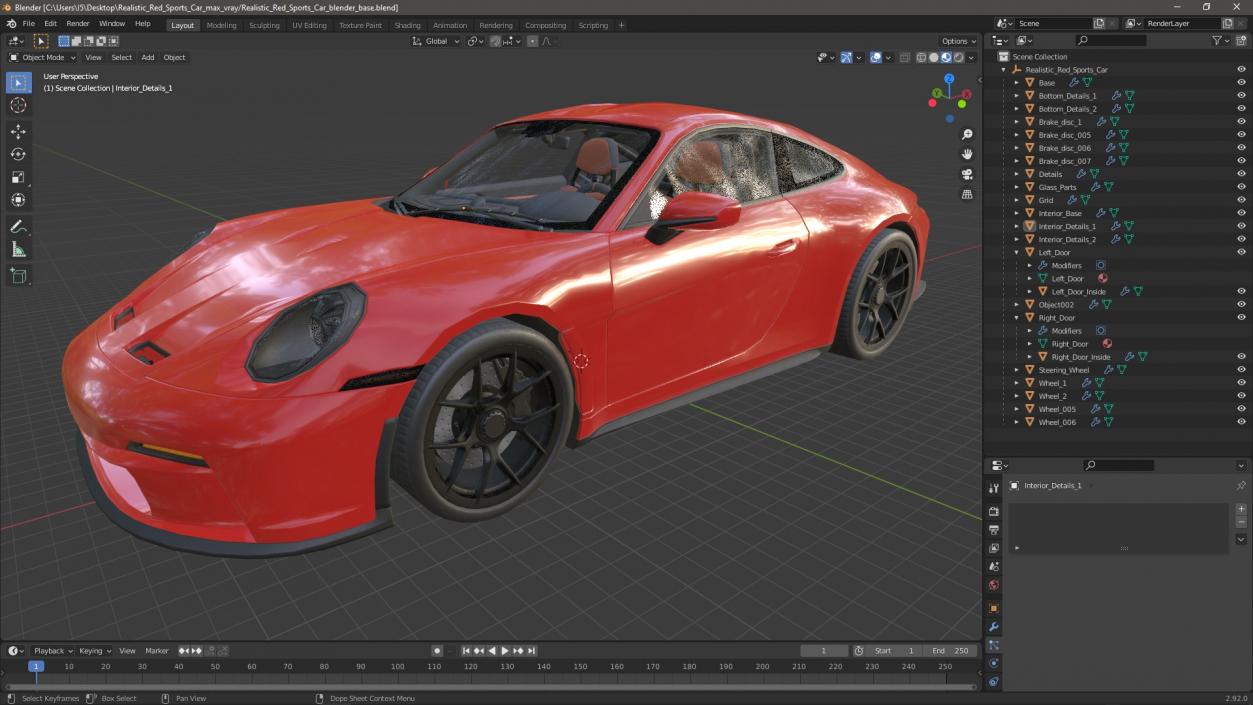 3D Realistic Red Sports Car 2