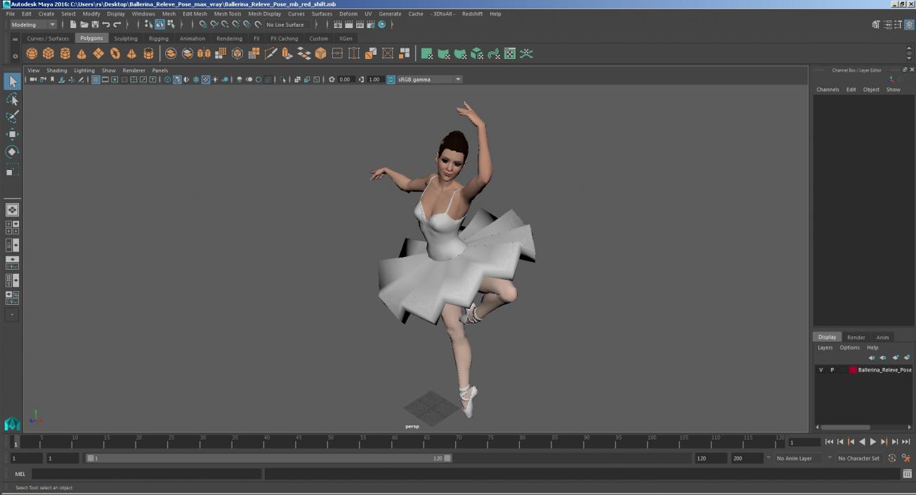 3D Ballerina Releve Pose