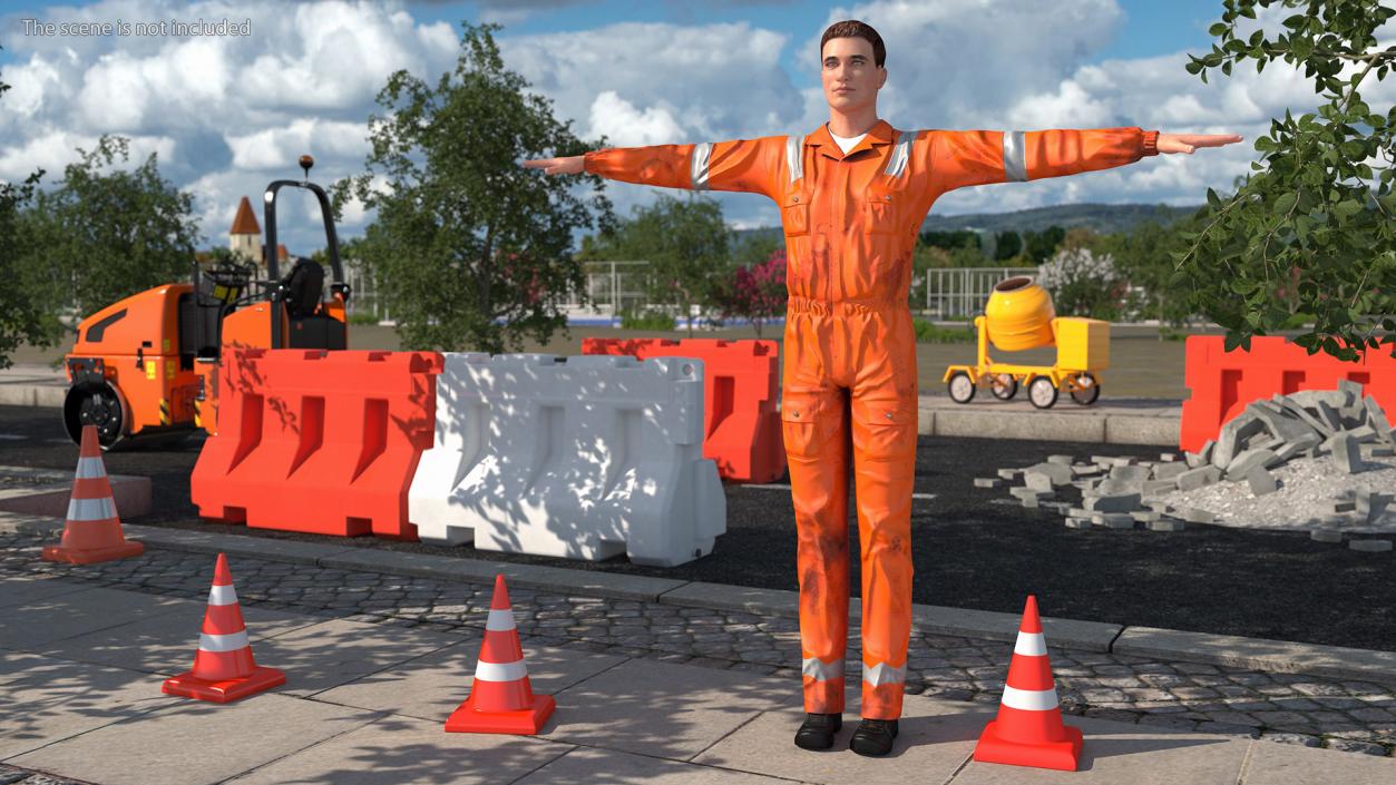 Dirty Road Worker Rigged 3D model