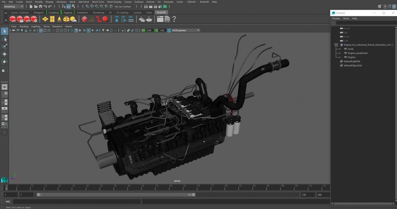 3D model Engine for Industrial Diesel Generator 2