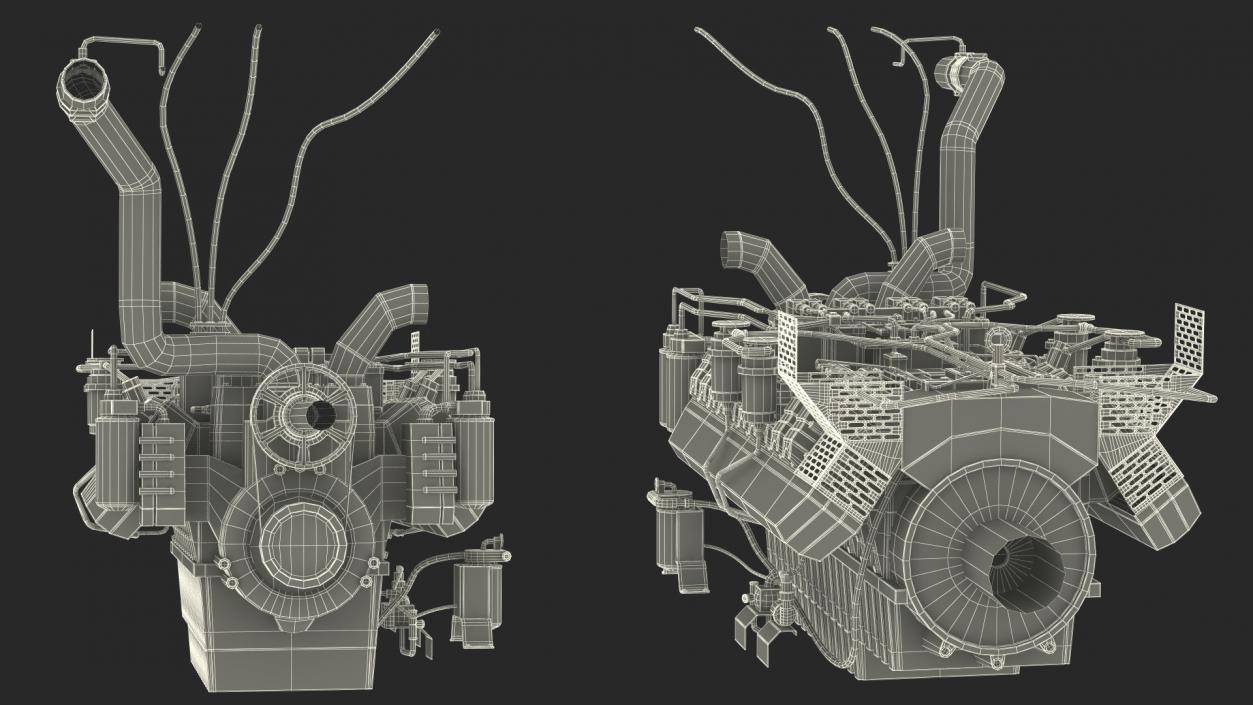 3D model Engine for Industrial Diesel Generator 2