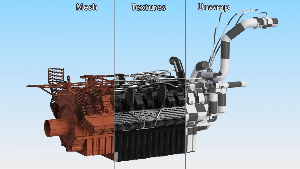 3D model Engine for Industrial Diesel Generator 2