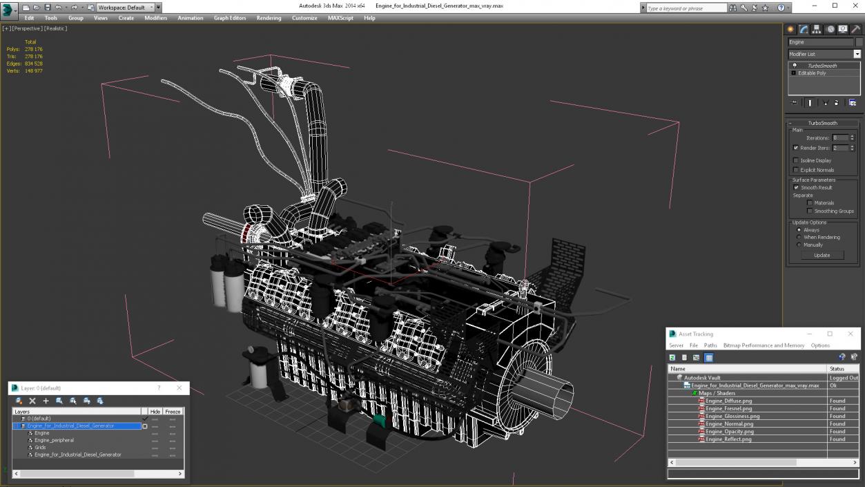 3D model Engine for Industrial Diesel Generator 2