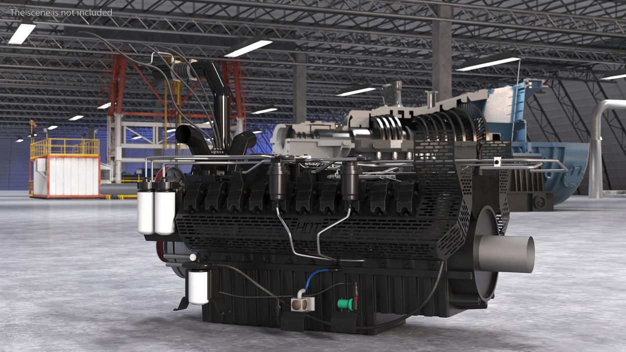 3D model Engine for Industrial Diesel Generator 2