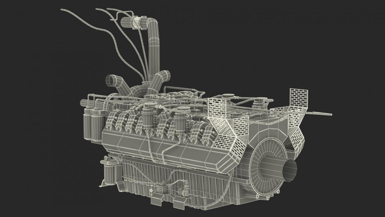 3D model Engine for Industrial Diesel Generator 2