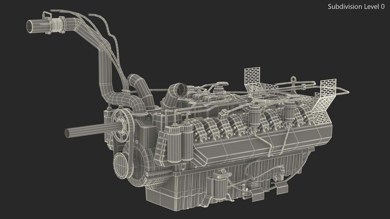 3D model Engine for Industrial Diesel Generator 2