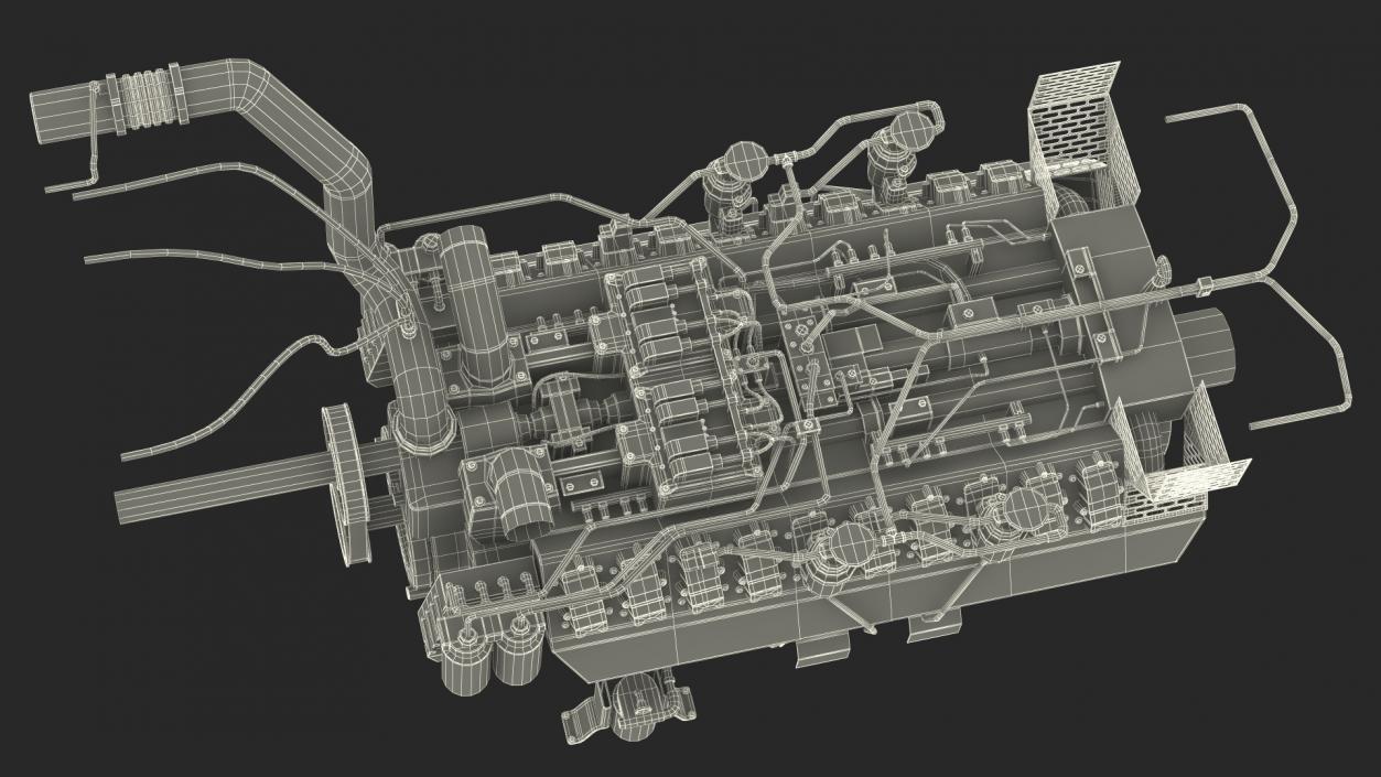 3D model Engine for Industrial Diesel Generator 2