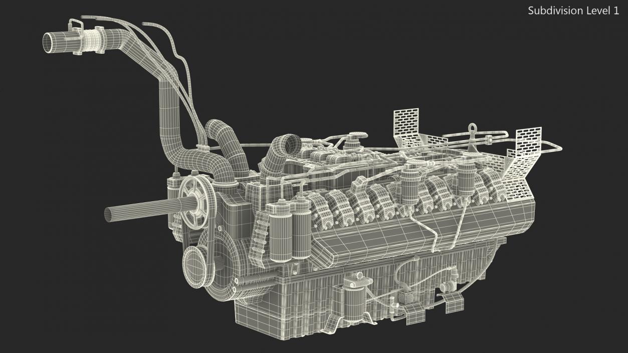 3D model Engine for Industrial Diesel Generator 2