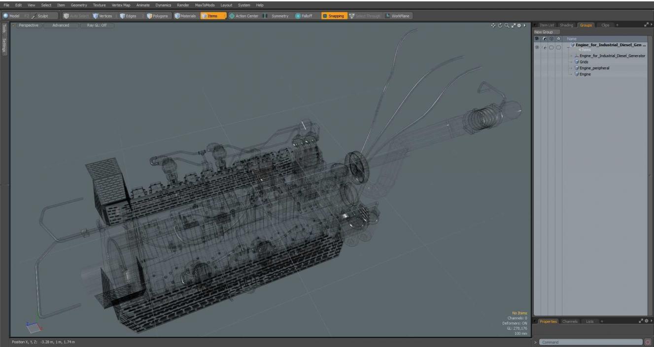 3D model Engine for Industrial Diesel Generator 2