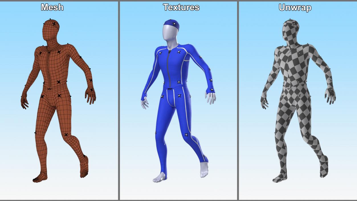 3D Motion Capture Suit Blue Rigged