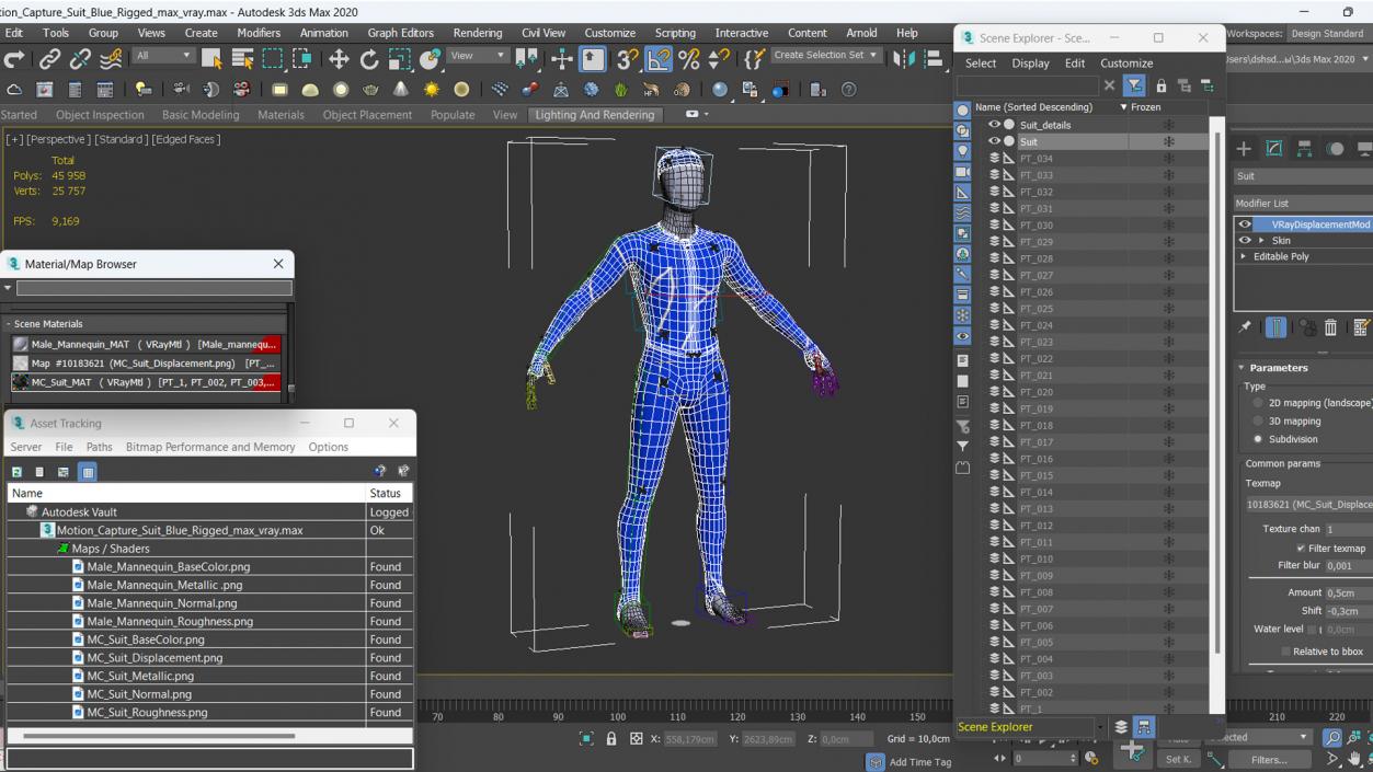 3D Motion Capture Suit Blue Rigged