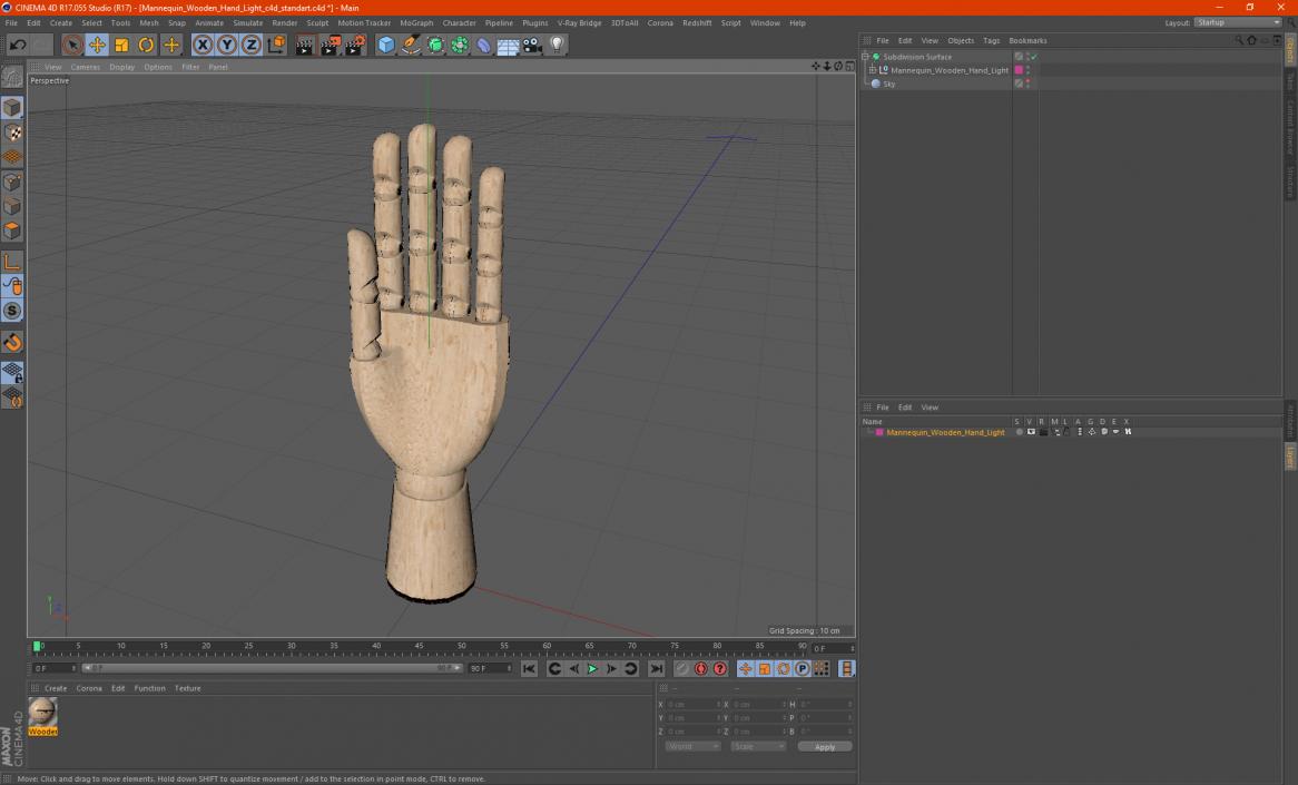 Mannequin Wooden Hand Light 3D