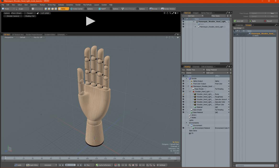 Mannequin Wooden Hand Light 3D