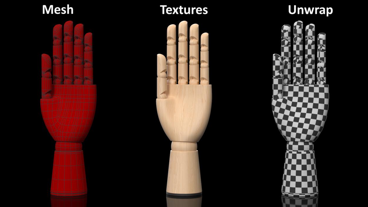 Mannequin Wooden Hand Light 3D