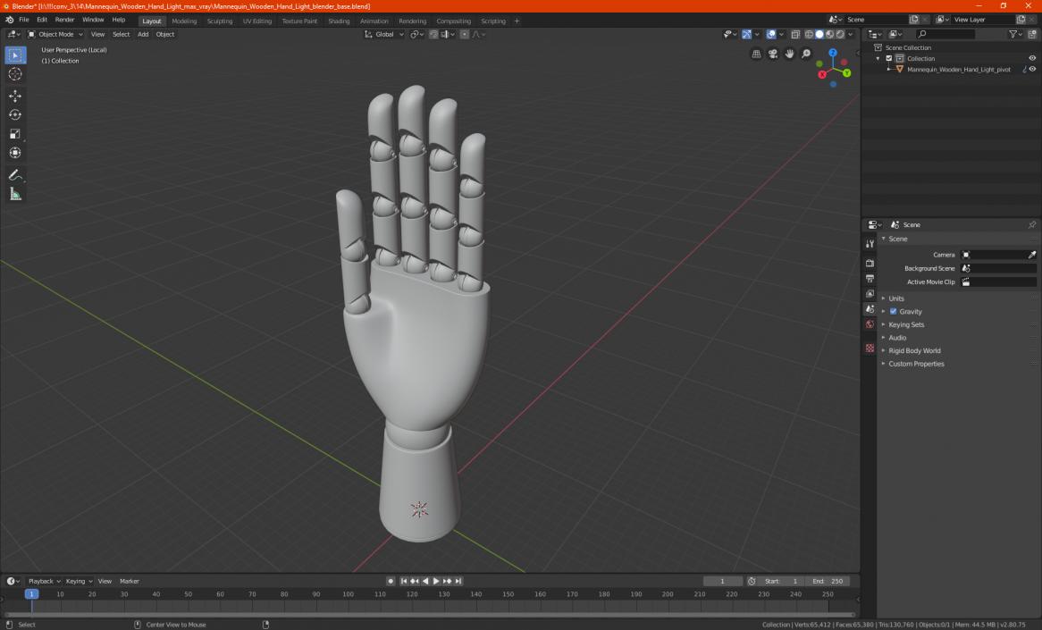 Mannequin Wooden Hand Light 3D