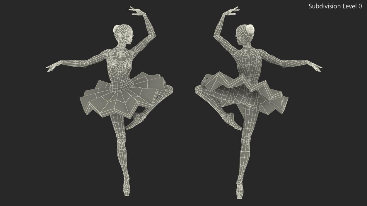 3D Dark Skinned Black Ballerina Dancing Pose