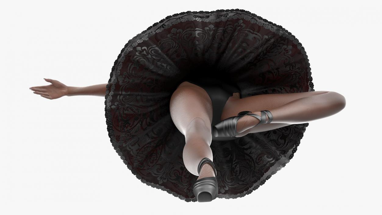 3D Dark Skinned Black Ballerina Dancing Pose