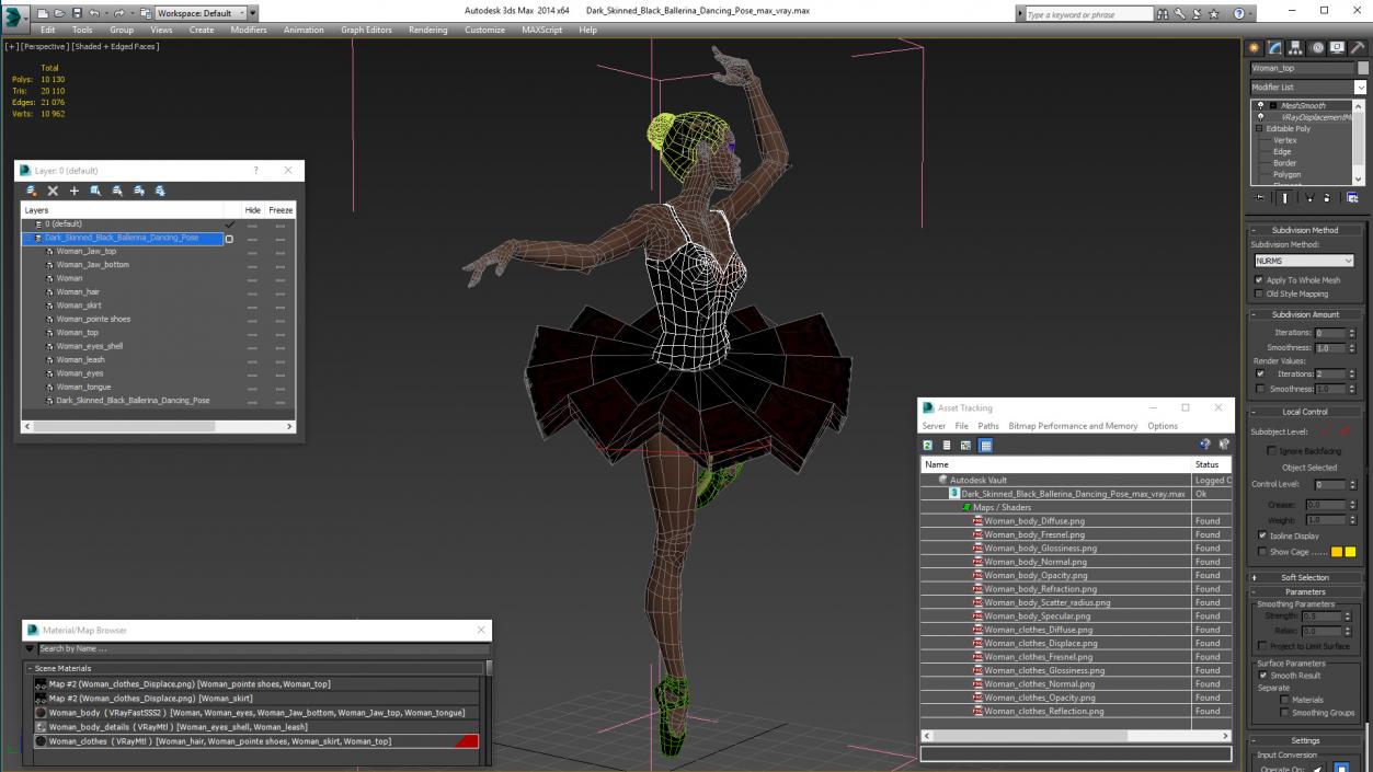 3D Dark Skinned Black Ballerina Dancing Pose