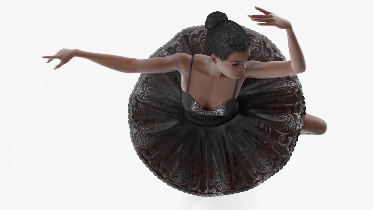 3D Dark Skinned Black Ballerina Dancing Pose