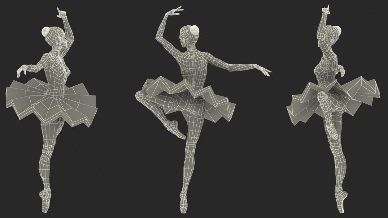 3D Dark Skinned Black Ballerina Dancing Pose