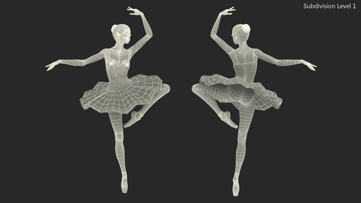 3D Dark Skinned Black Ballerina Dancing Pose