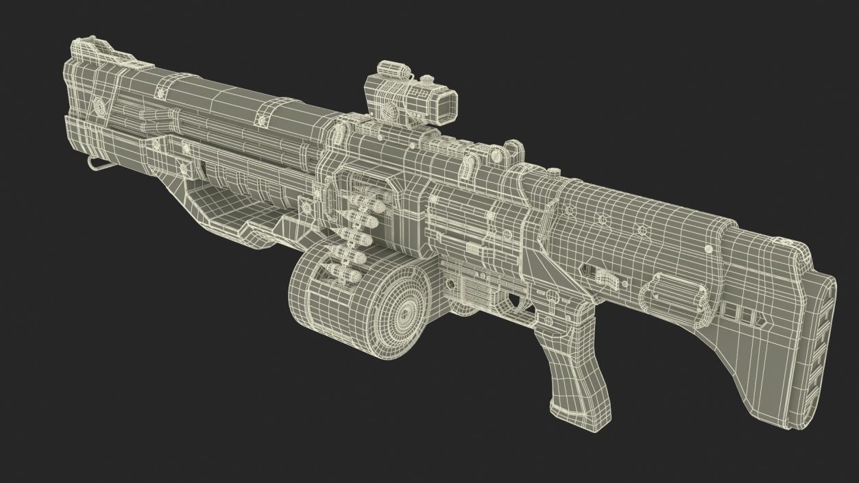 3D Used Sci Fi Machine Gun model