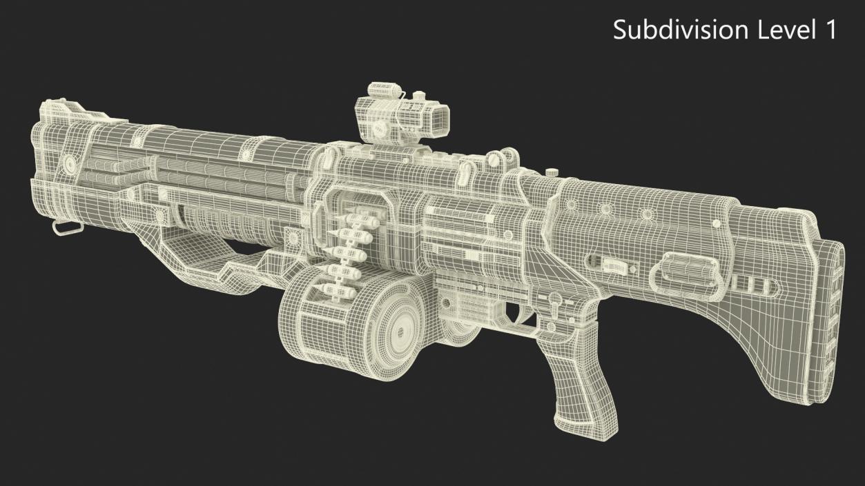 3D Used Sci Fi Machine Gun model