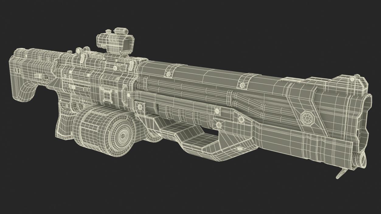 3D Used Sci Fi Machine Gun model