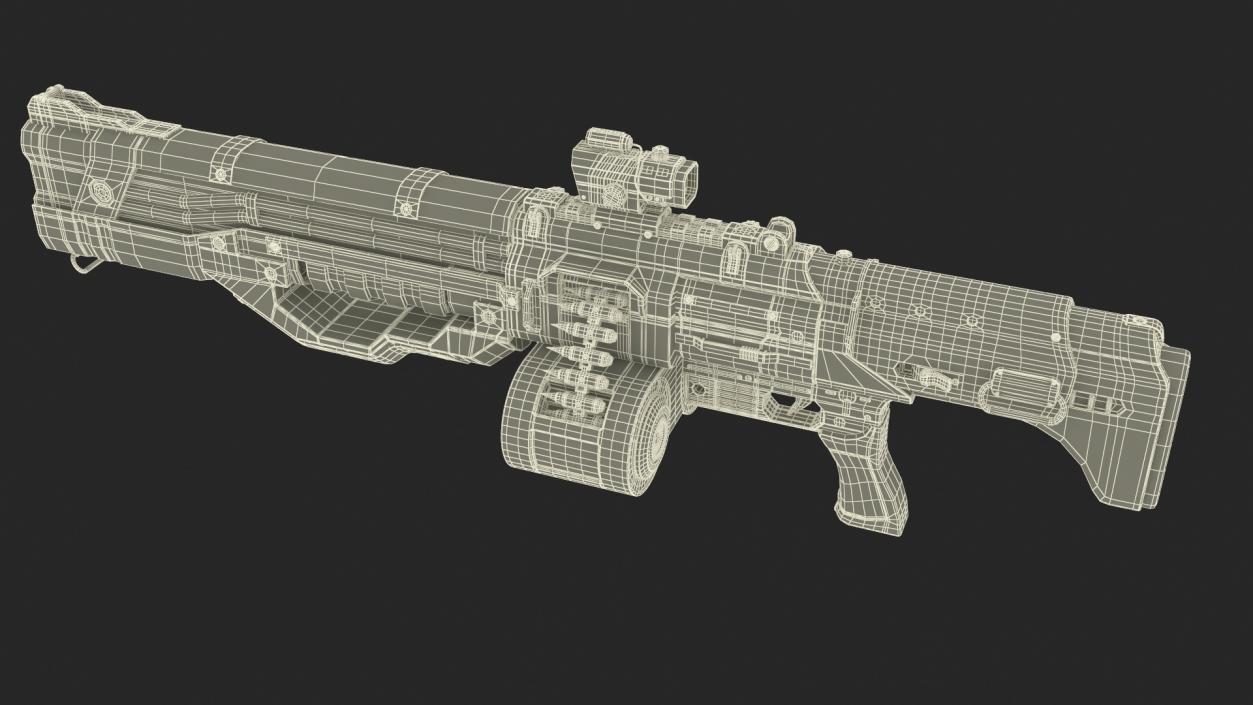 3D Used Sci Fi Machine Gun model