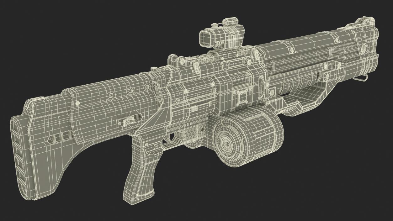 3D Used Sci Fi Machine Gun model