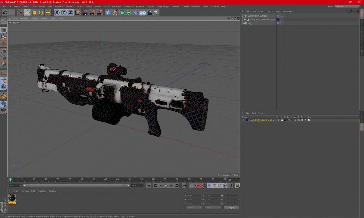 3D Used Sci Fi Machine Gun model