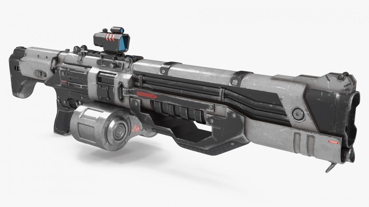 3D Used Sci Fi Machine Gun model