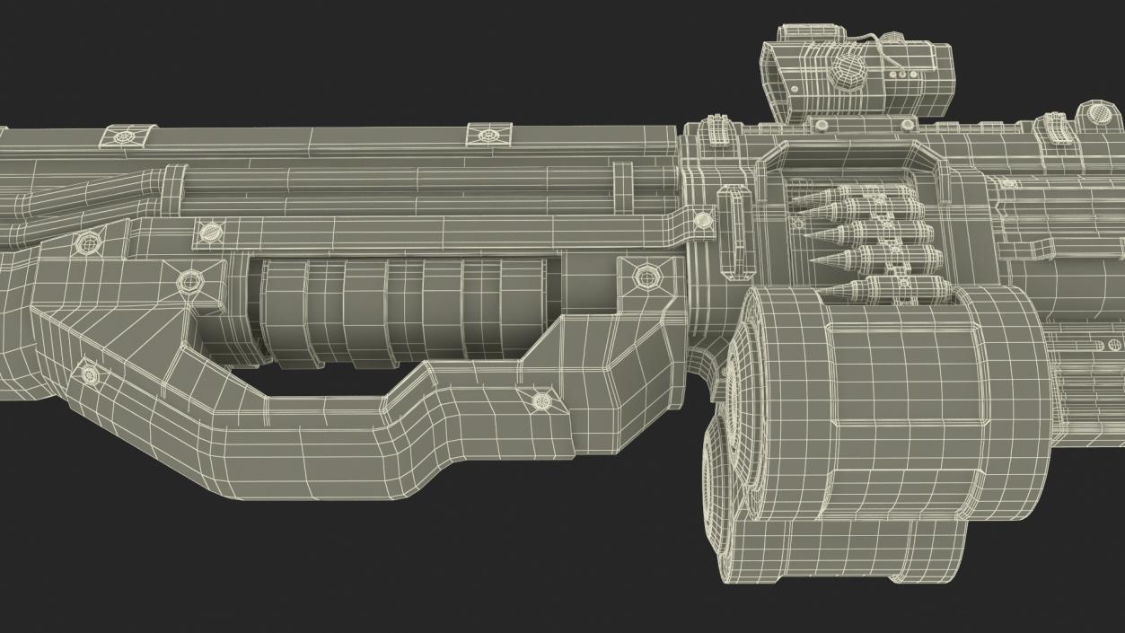 3D Used Sci Fi Machine Gun model