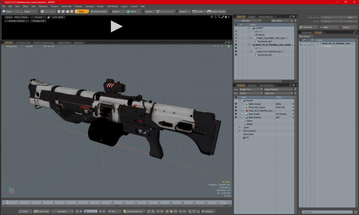 3D Used Sci Fi Machine Gun model