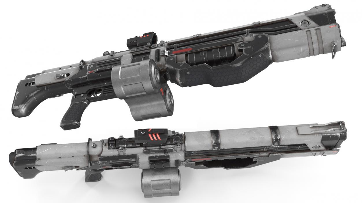 3D Used Sci Fi Machine Gun model