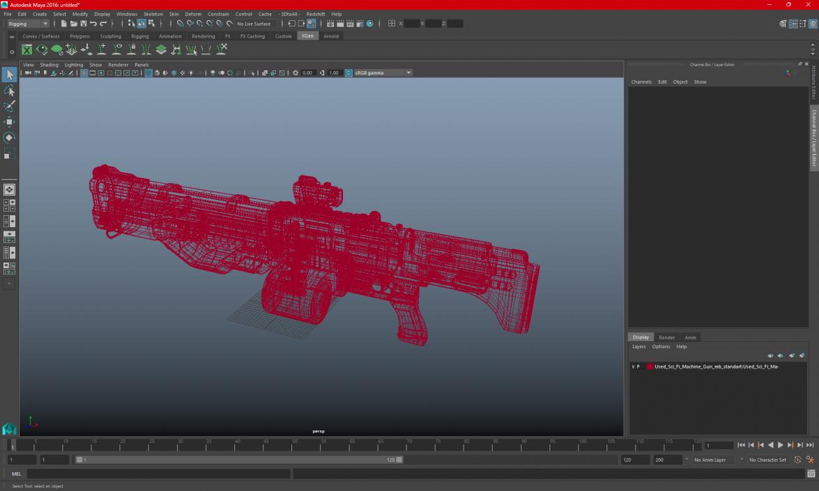 3D Used Sci Fi Machine Gun model