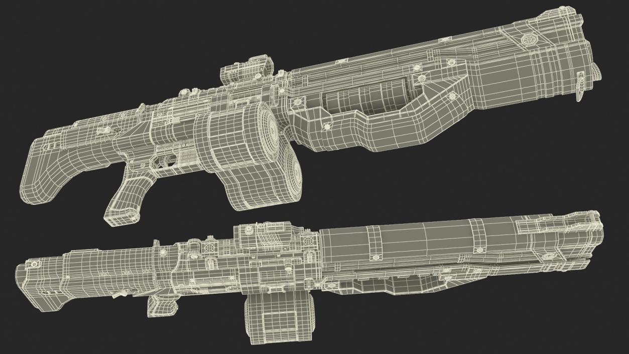 3D Used Sci Fi Machine Gun model