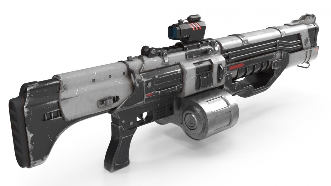 3D Used Sci Fi Machine Gun model