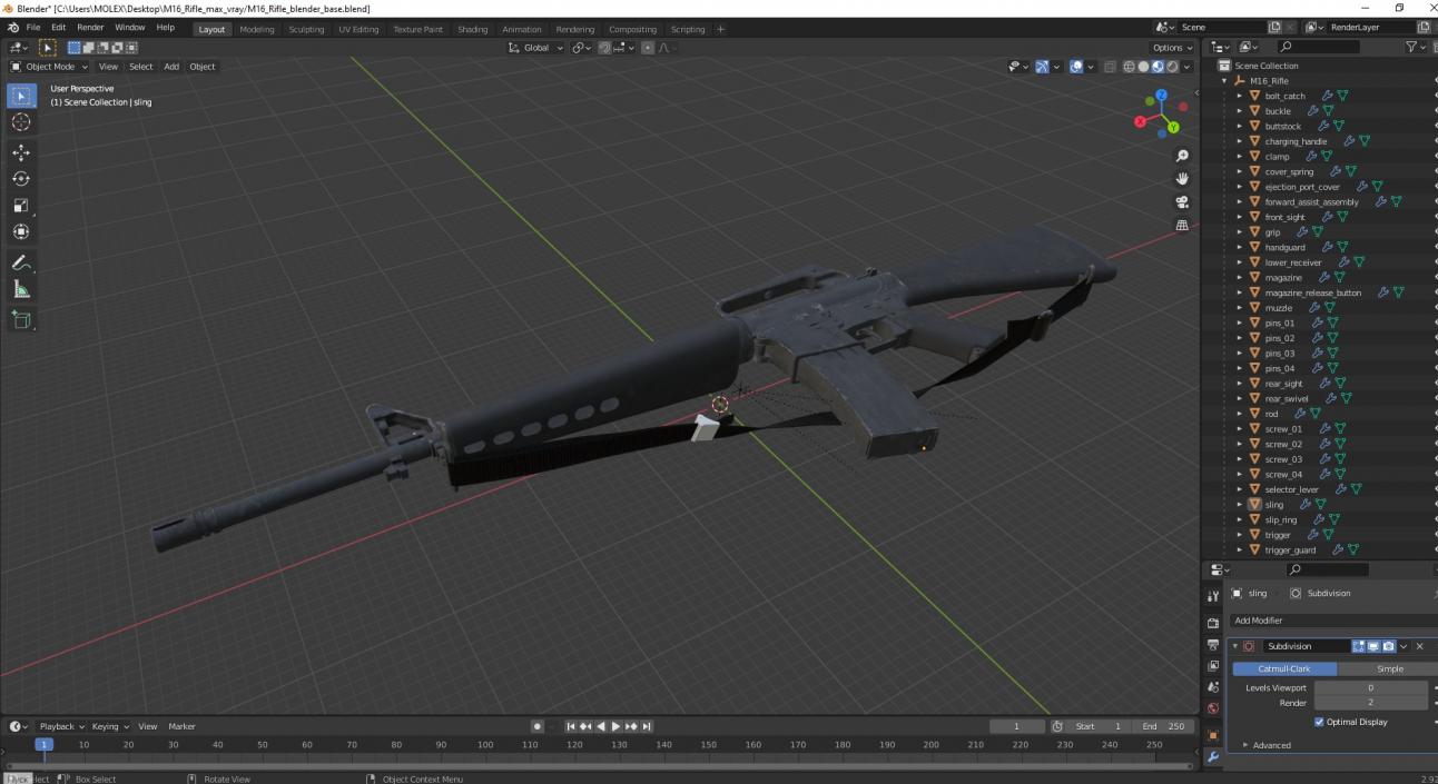 M16 Rifle(1) 3D