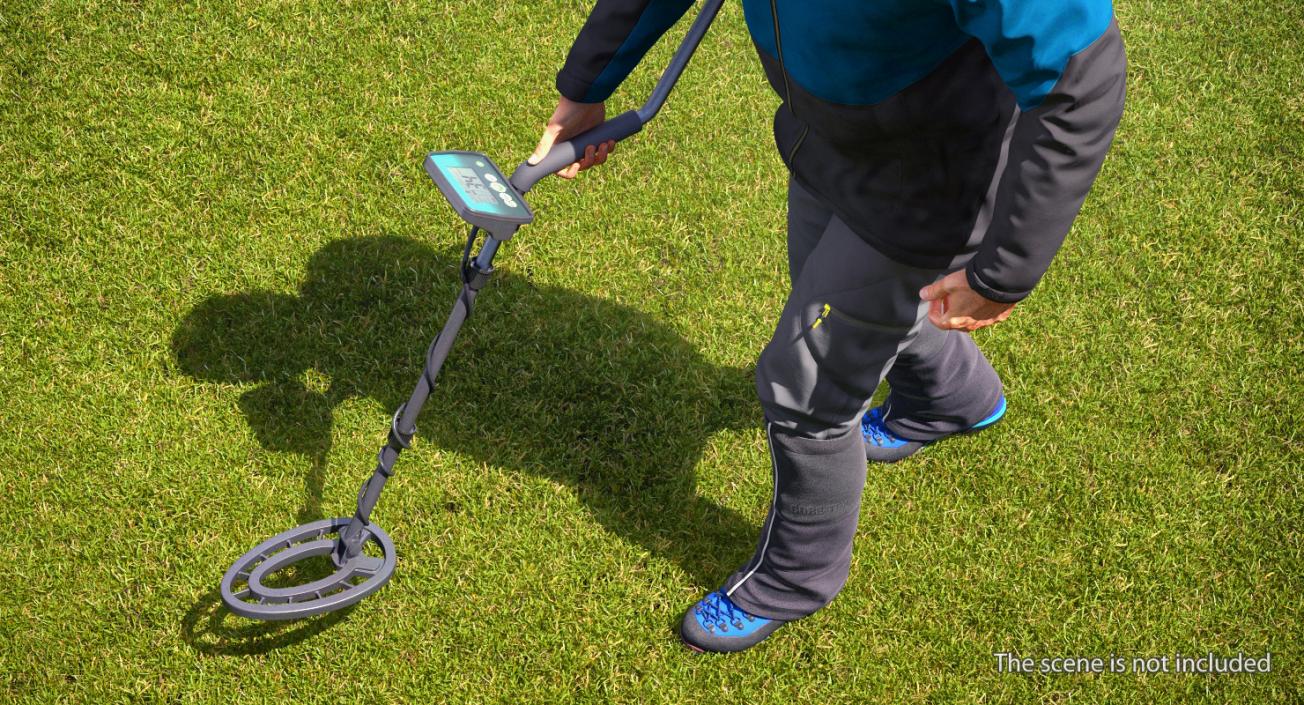 Man with Metal Detector Rigged for Cinema 4D 3D model